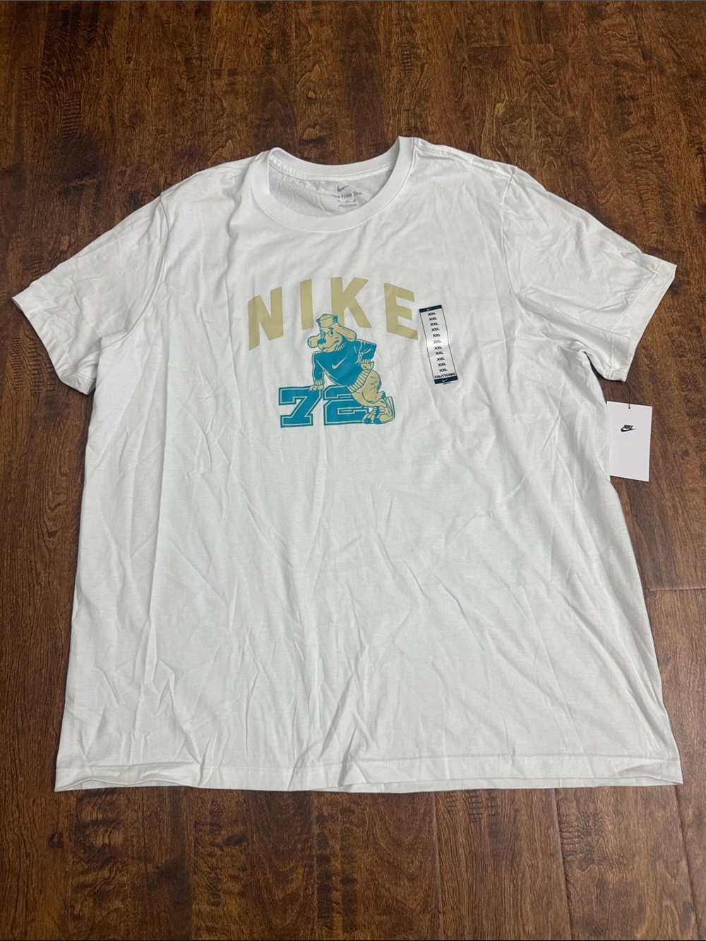 Nike White Short-Sleeve Tee with Gold & Teal Graphic